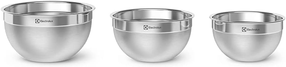 Electrolux Kit Bowls Tigelas de Inox com Tampa Plástica, 3 Unidades