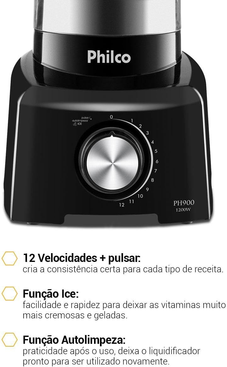 Liquidificador, Ph900, 3L, Preto, 110V, Philco