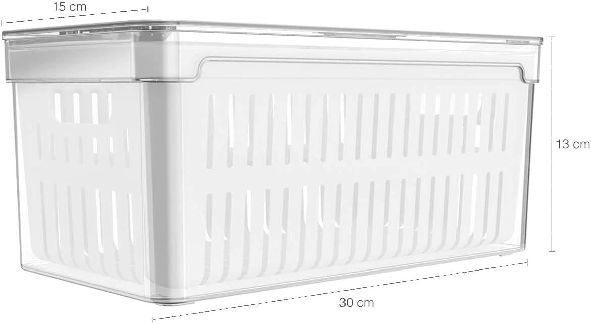 Ou Organizador de Geladeira com Cesto 5L Natural Linha Clear Fresh