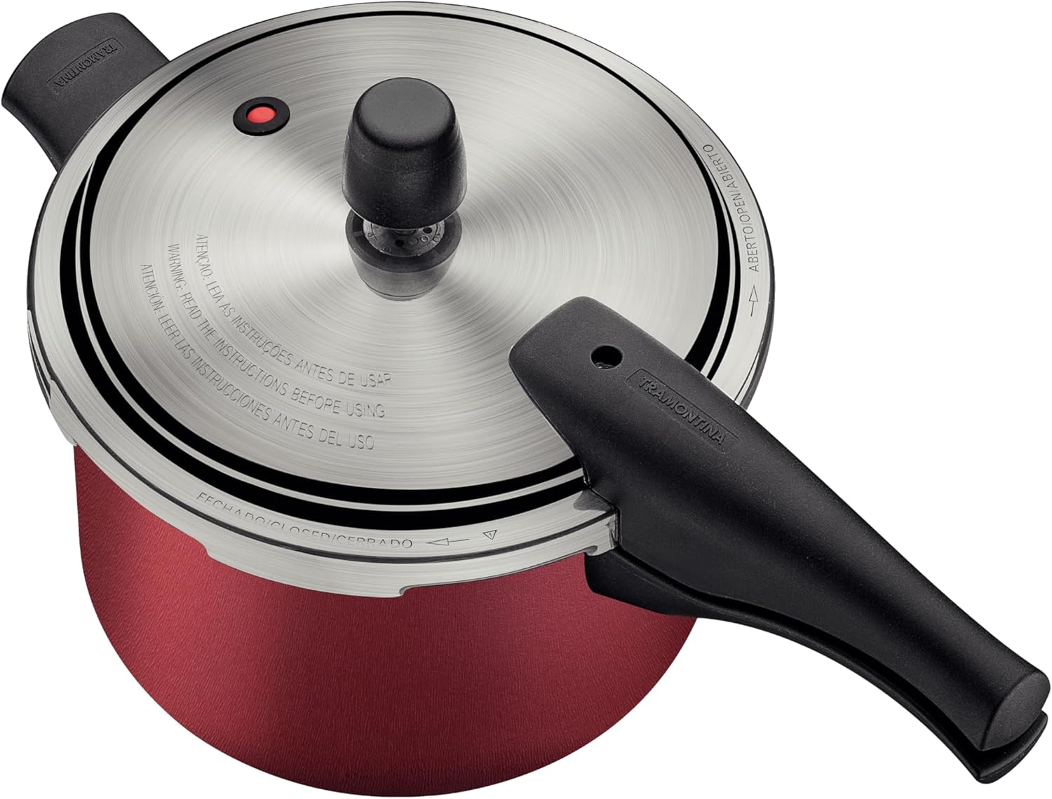 Panela de Pressão Tramontina Vancouver Effect Alumínio Antiaderente Starflon Max Vermelho 24 cm 6 L