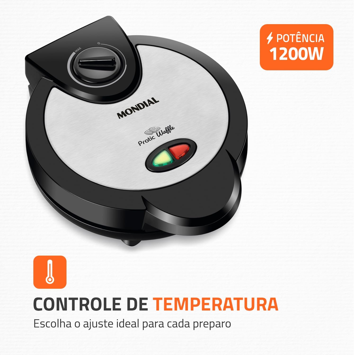 Máquina de Waffles Antiaderente para 4 Waffles
