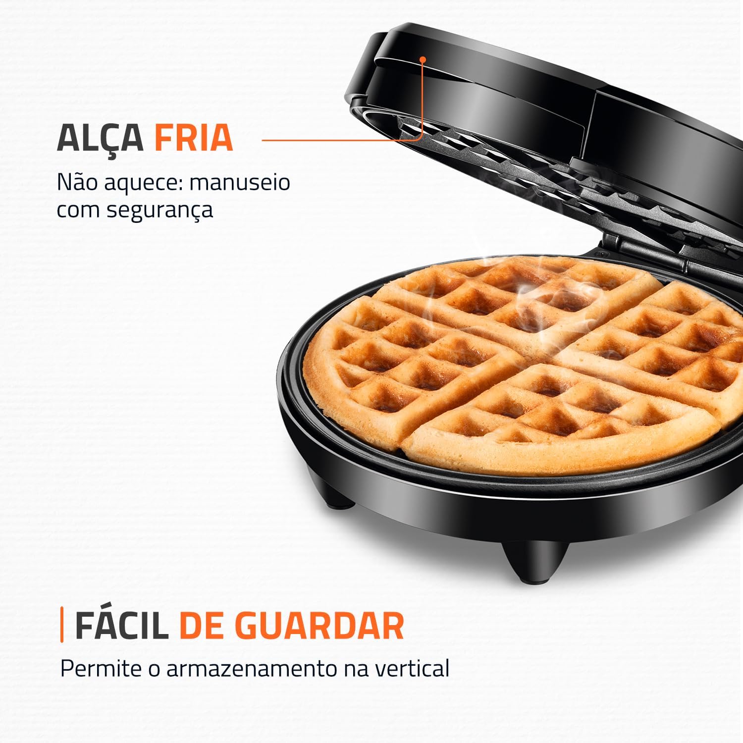 Máquina de Waffles Antiaderente para 4 Waffles