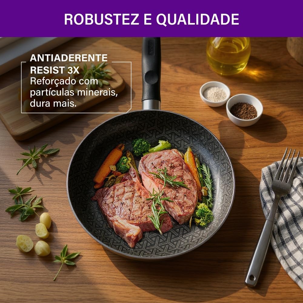 Frigideira Antiaderente Resist 3X Reforçada com Partículas Minerais