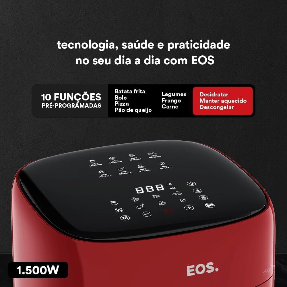 Fritadeira Sem Óleo Air Fryer Eos Chef Gourmet 6.2 Litros Compacta Digital Vermelho Eaf60v 220v