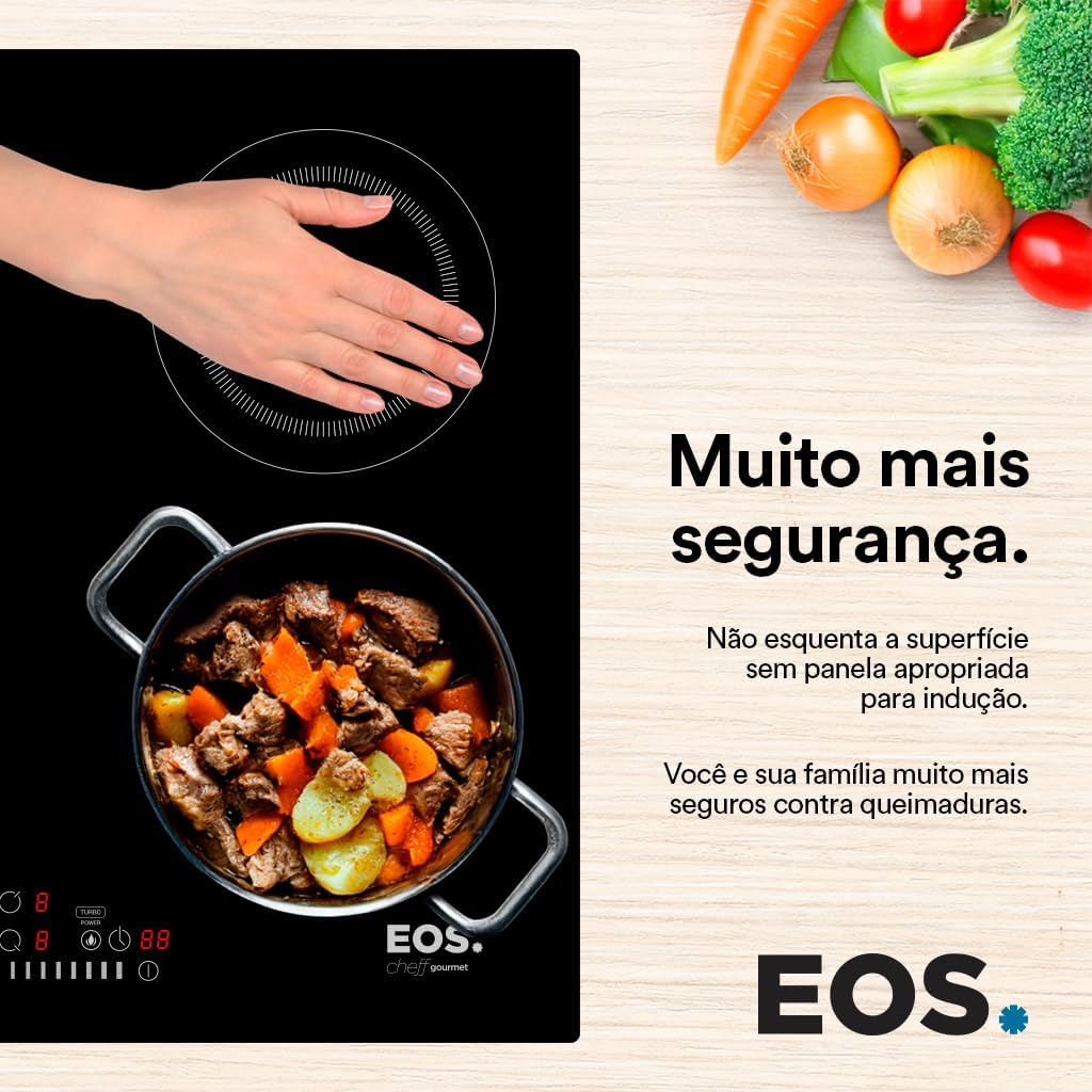 Cooktop de Indução Portátil com Função Turbo e Trava de Segurança