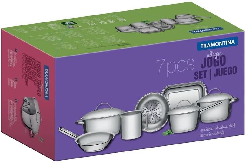 Jogo de Panelas com Fundo Triplo 7 Peça Tramontina Inox