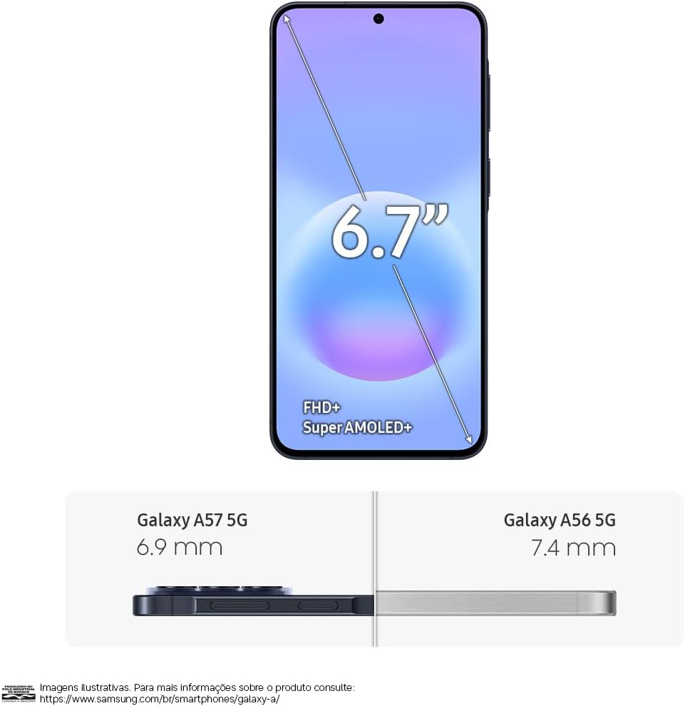 Smartphone Samsung Galaxy A57 5G Câmera Tripla 50MP OIS