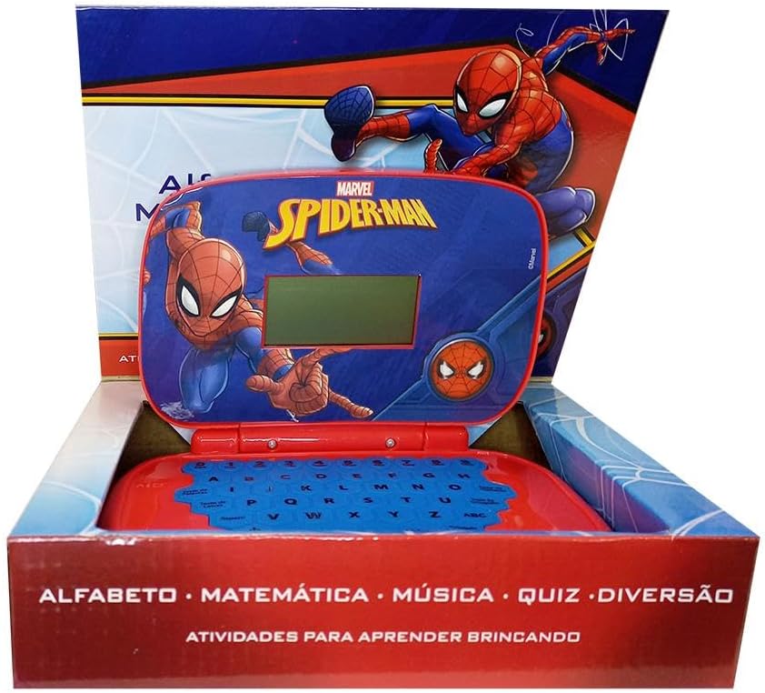 Laptop Infantil Educativo do Homem-Aranha com Música, Letras e Números