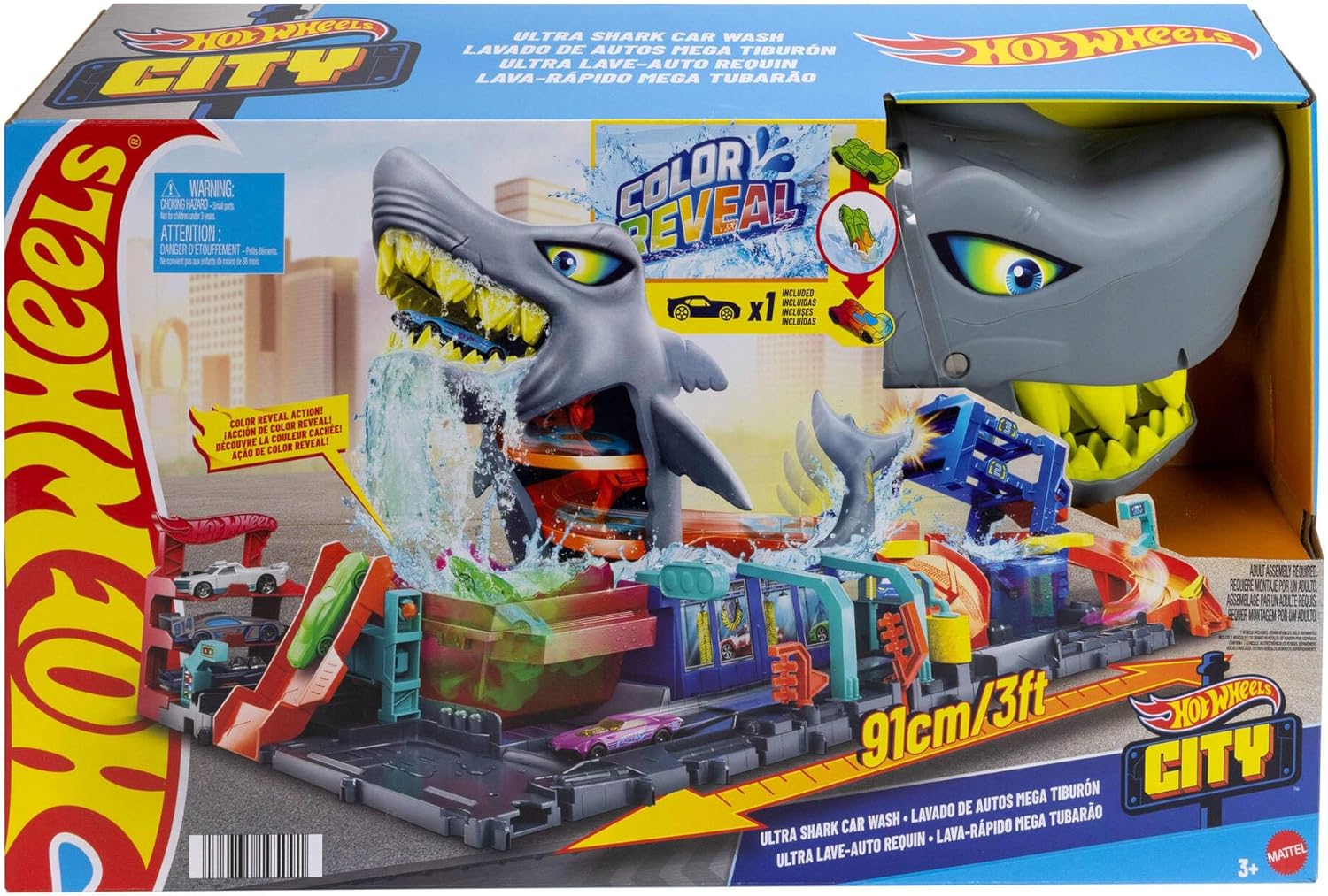 Hot Wheels Lava-Rápido Mega Tubarão com Mudança de Cor
