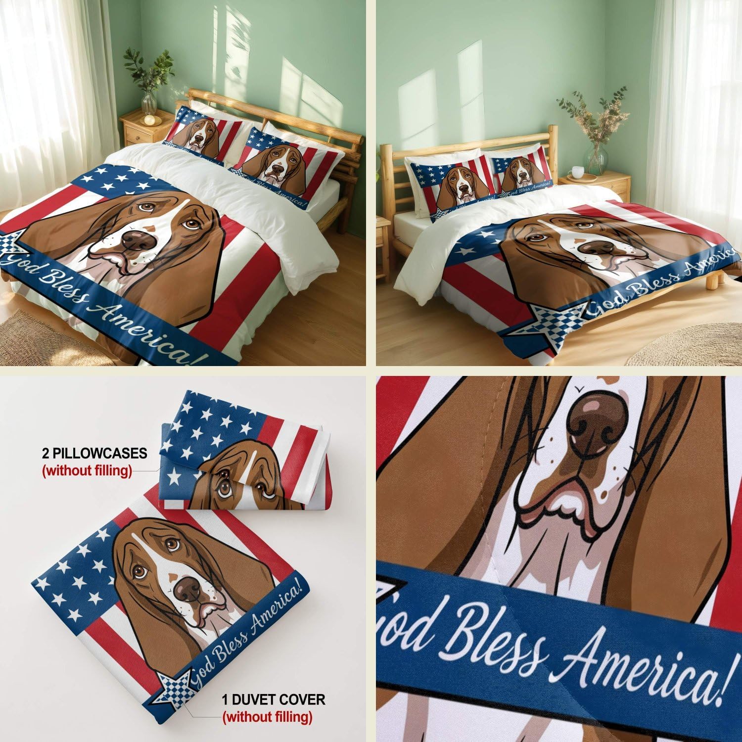 Conjunto de capa de edredom de girassol de cachorro aquarela, conjunto de cama floral de 3 peças, seleção de vários tamanhos, capa com estampa animal caprichosa (03, solteiro 172 x 218 cm + 51 x 76 cm