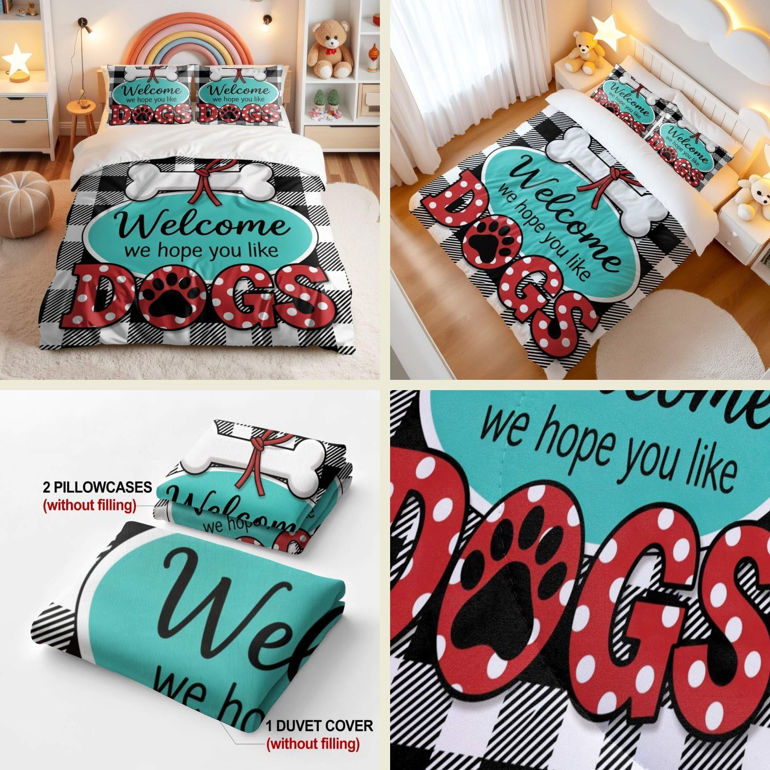 Jogo de Cama Estampa de Cachorro Impressão Digital 3D