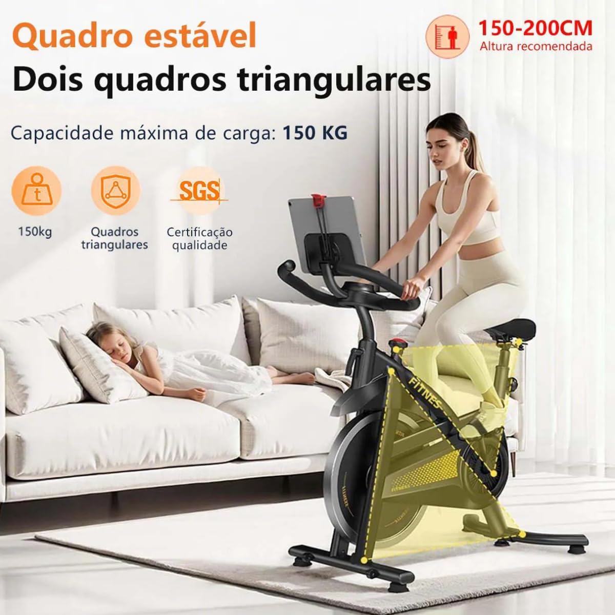 Bicicleta Spinning Com Roda De Inércia De 13kg Bicicleta de Spinning Personalizada, Bicicleta de Ciclismo Indoor para Fitness Suporta 150kg Sensor Cardíaco Monitor Digital Correia Silenciosa