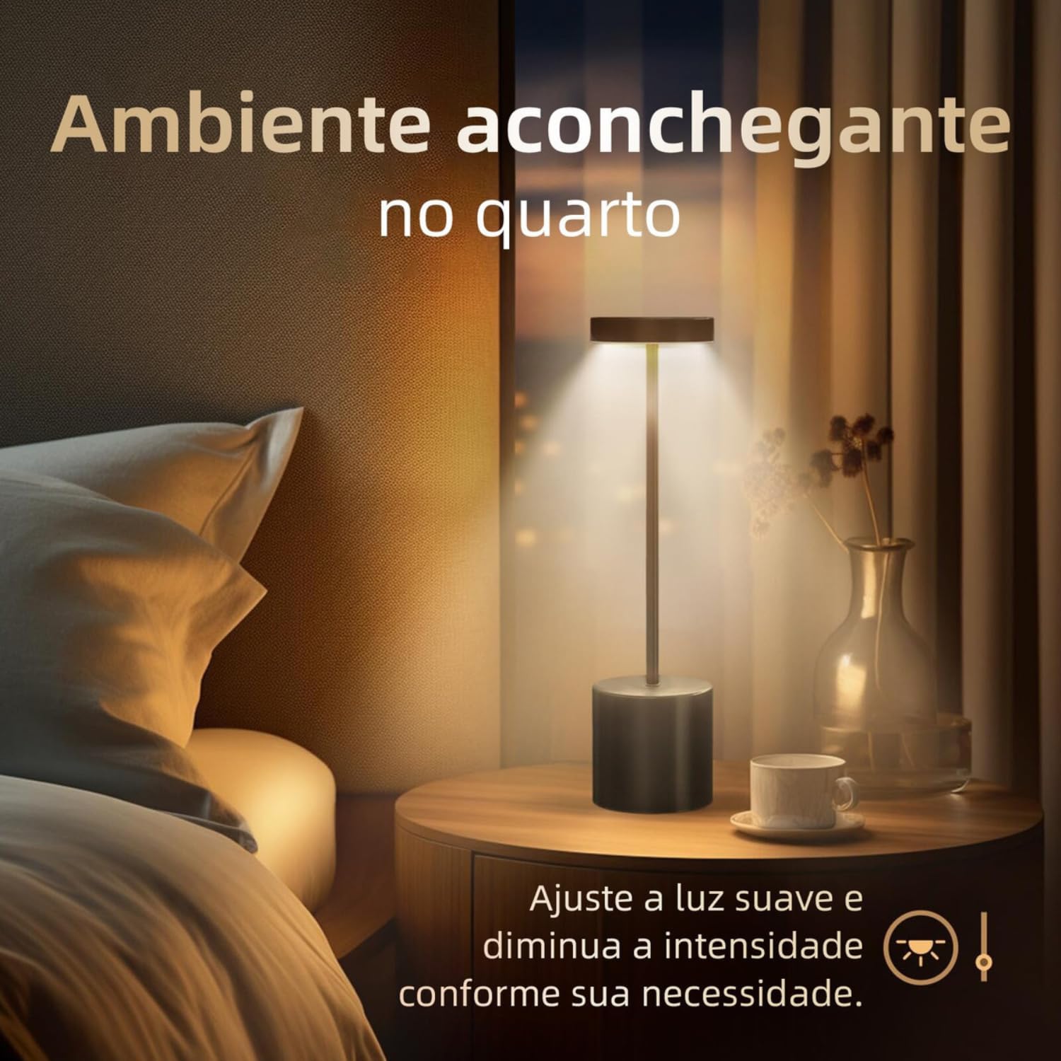 Luminária de Mesa Touch com 3 Modos de Luz Ajustáveis