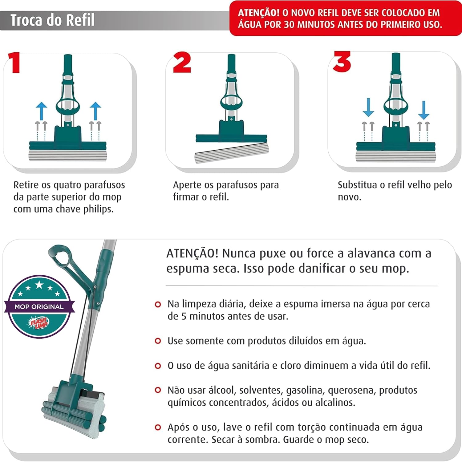 Flash Limp MOP7671 - Mop Limpeza Geral Plus, Verde