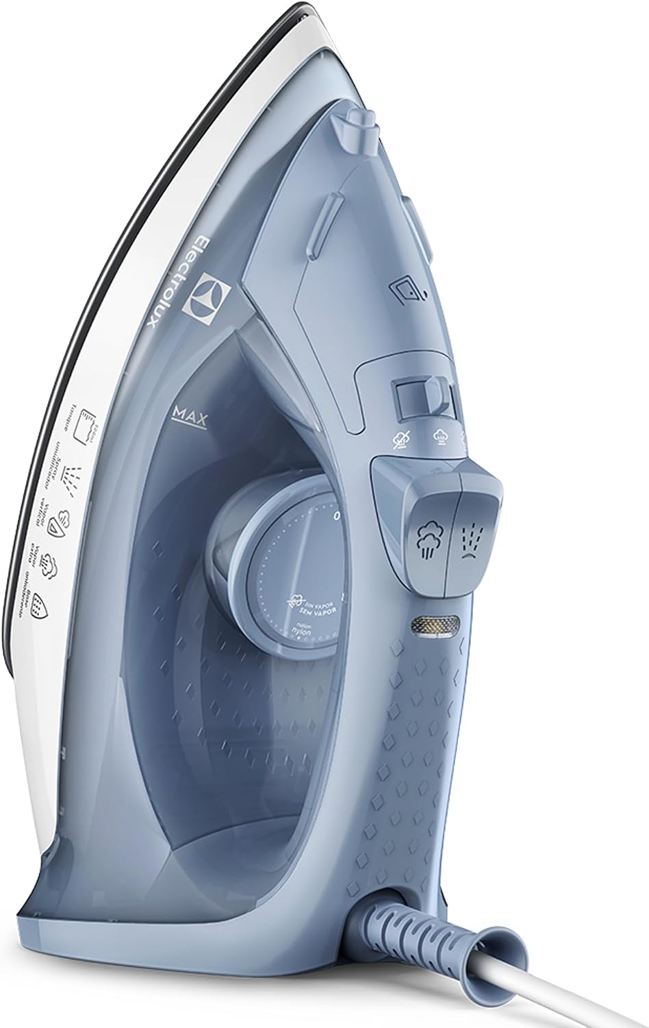 Ferro de passar seco e vapor Electrolux base antiaderente vapor vertical extra 1200W cabo 1,35m azul ESI10 127v