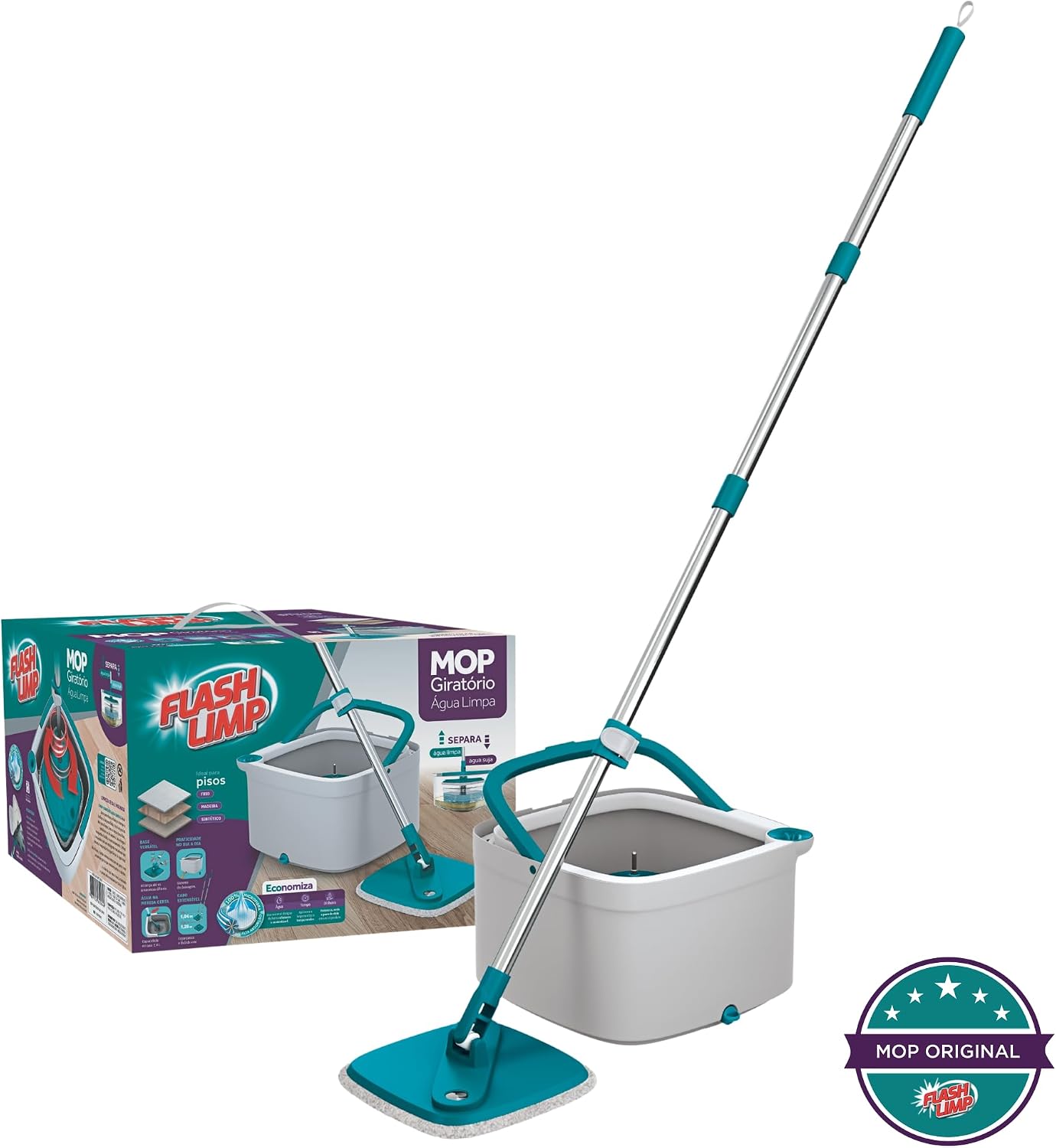 Mop Giratório Água Limpa com Alças Flexíveis