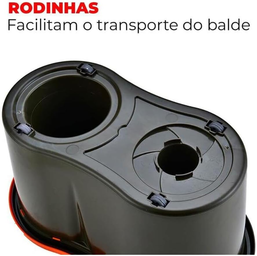 Powermaid Mop Giratorio Pro - Dois baldes com Centrífuga de Aço Inox - Balde de Enxague com 7L