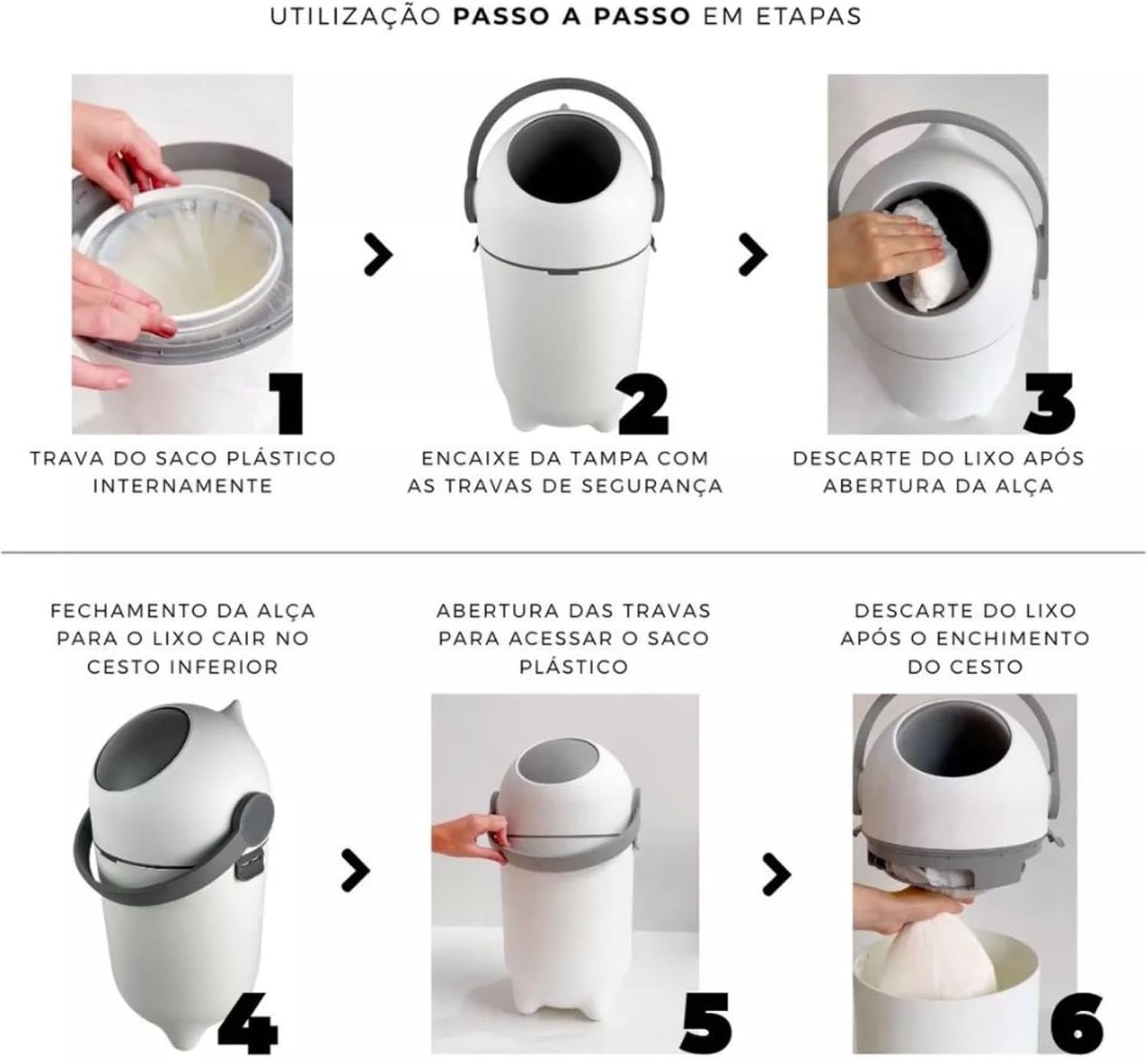 Clingo Lixeira Mágica Antiodor, Lixo para Fraldas, Quarto do Bebê, Banheiro, Cozinha, Capacidade 10 Litros