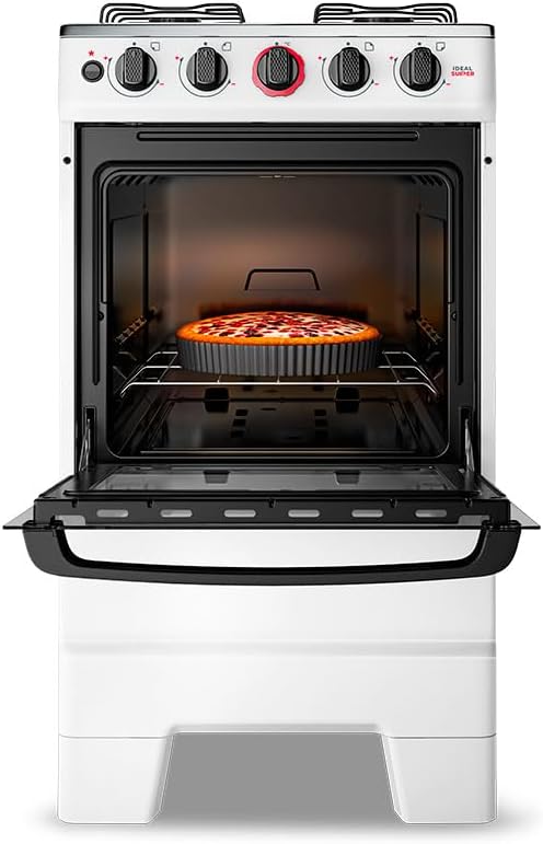 Fogão 4 Bocas com Acendimento Automático, Mesa Inox e Forno 50L