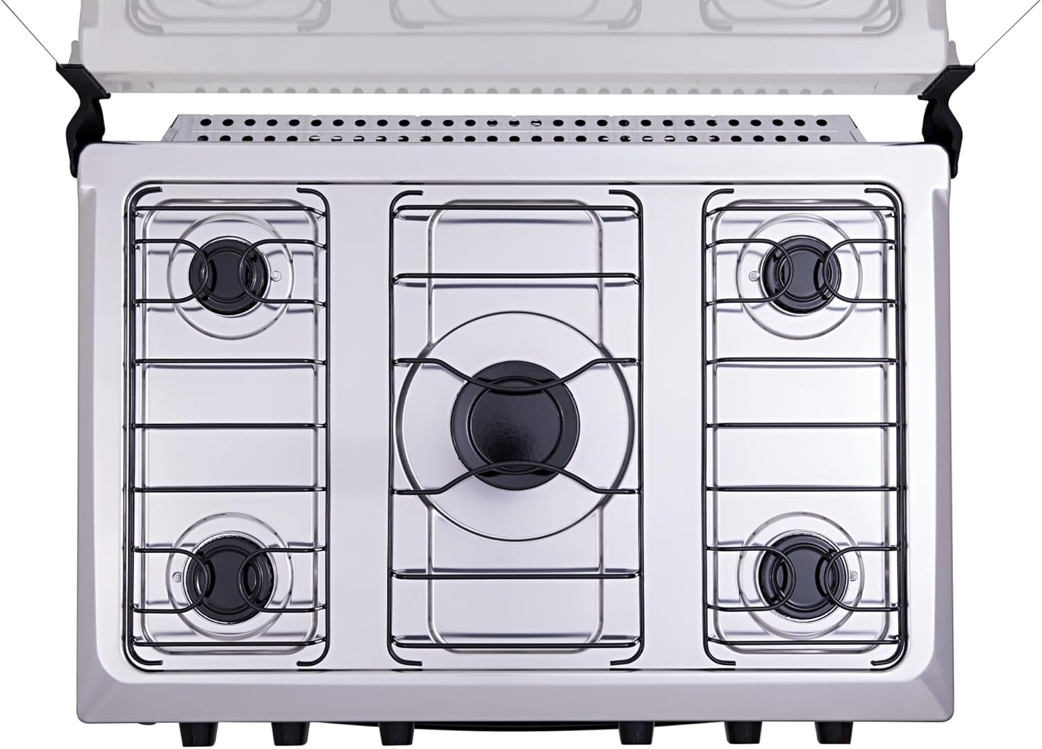 Fogão 5 bocas Atlas Mônaco Plus Preto com Acendimento Automático e Mesa Inox