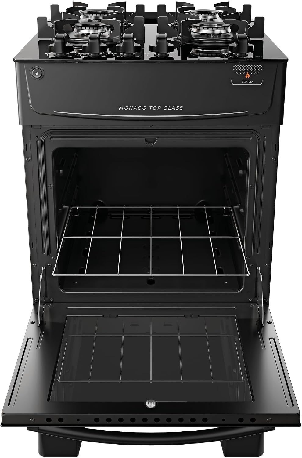 Fogão Atlas 4 Bocas preto Mônaco Top Glass com Acendimento automático - Bivolt