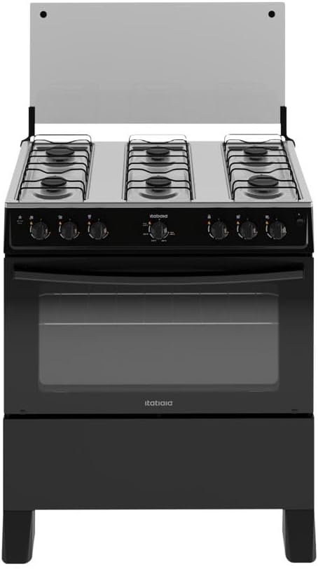 Fogão 6 Bocas com Acendimento Automático e Forno 82L Mesa Inox