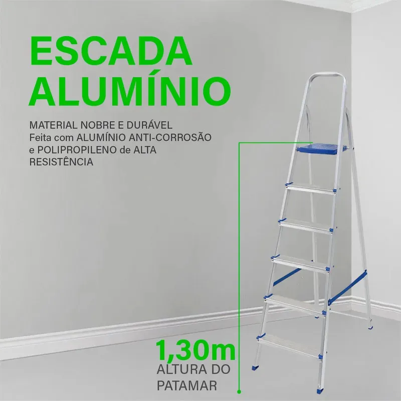 Escada Resistente Dobrável 6 Degraus