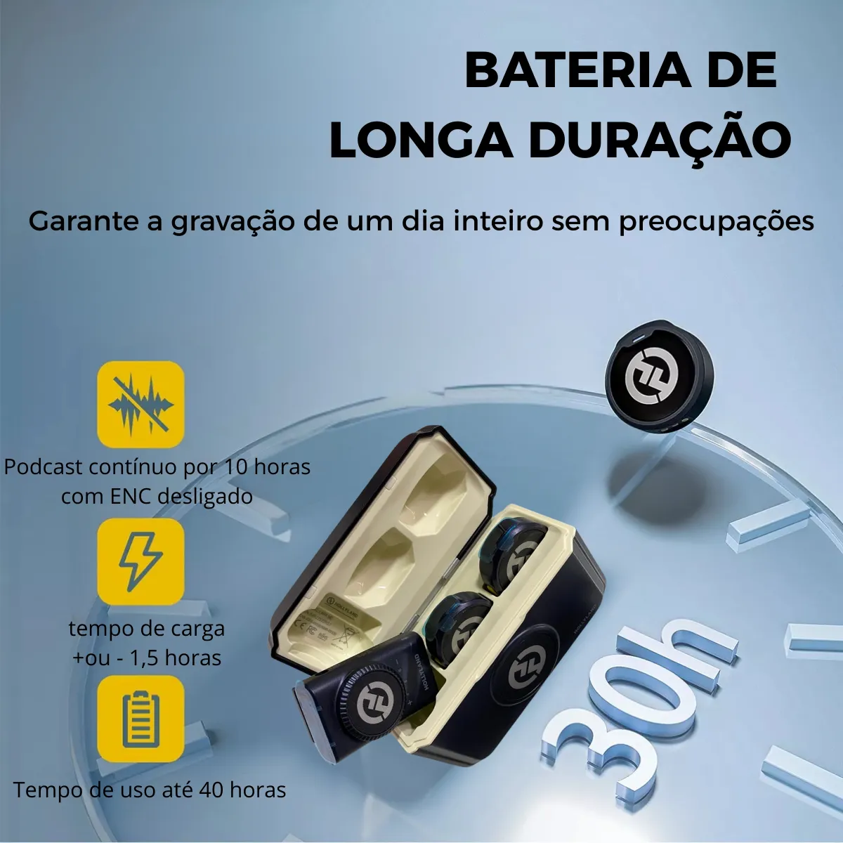 Microfone Hollyland Lark M2 Duo Combo Duplo Para 2 Pessoas Preto