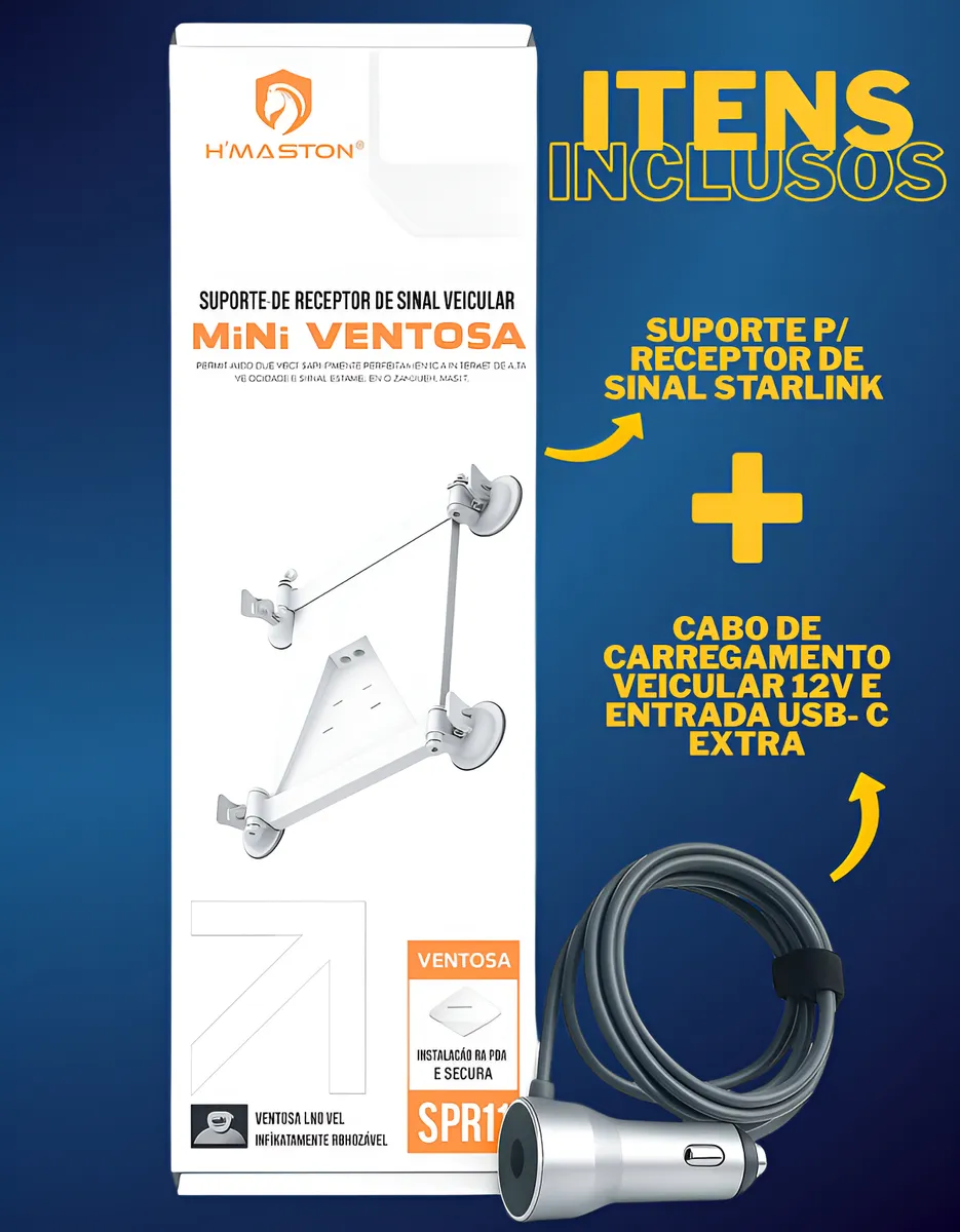 Kit Starlink Mini Suporte E Cabo Internet Satélite Veicular