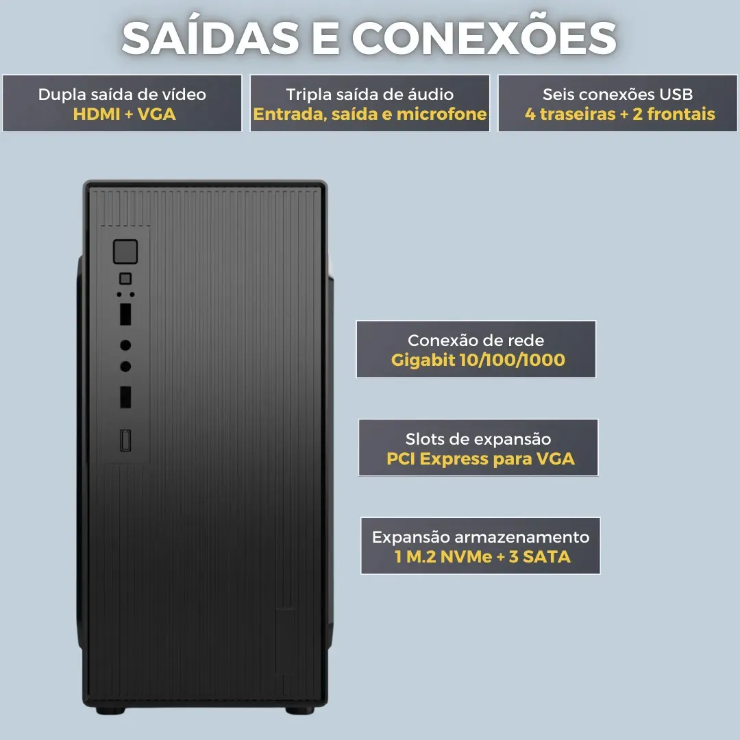 Computador Completo Intel Core I3, 8gb Ram, Ssd 240gb, Monitor Led 15 Hdmi, Windows 10 Pro - 2eletro Lite Cd2e-li101