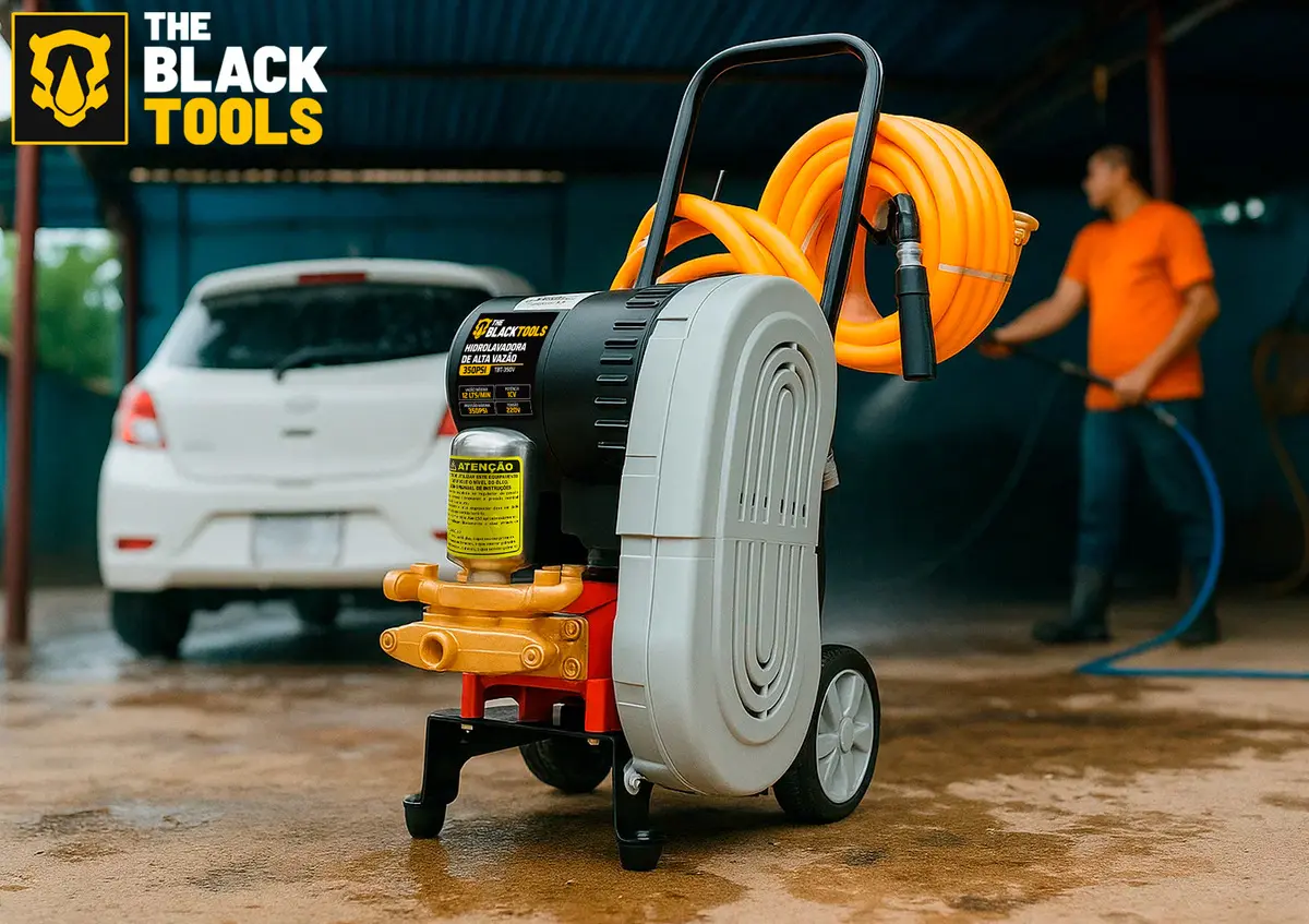 Lavadora De Alta Pressão Equipado Motor 1hp 350 Libras Monofásico Tbt-350v The Black Tools - Bivolt 110V/220V