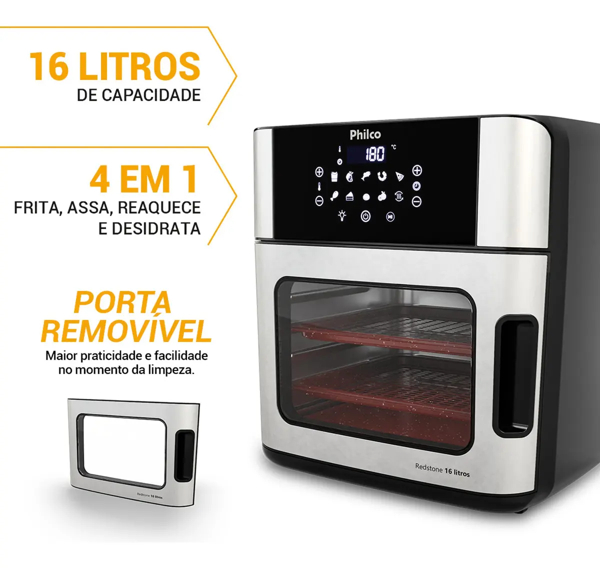 Fritadeira Air Fryer Philco PAF16A 4 Em 1 Painel Digital 16l - Bivolt 110V/220V
