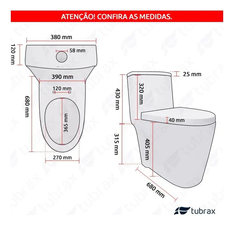 Vaso Sanitário Monobloco Caixa Acoplada Privada Tubrax