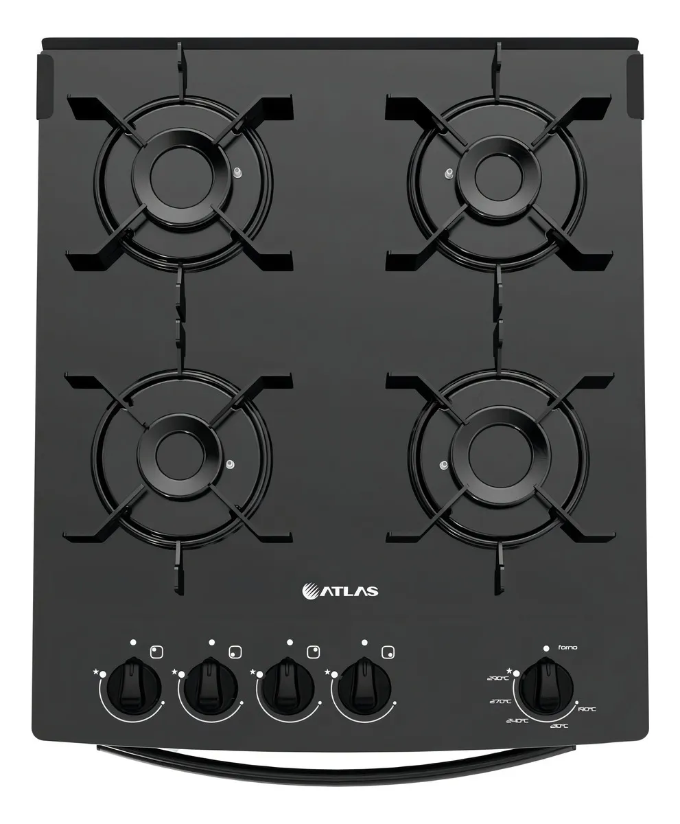 Fogão 4 Bocas Atlas Mônaco Top Glass com Mesa de Vidro - Bivolt 110V/220V