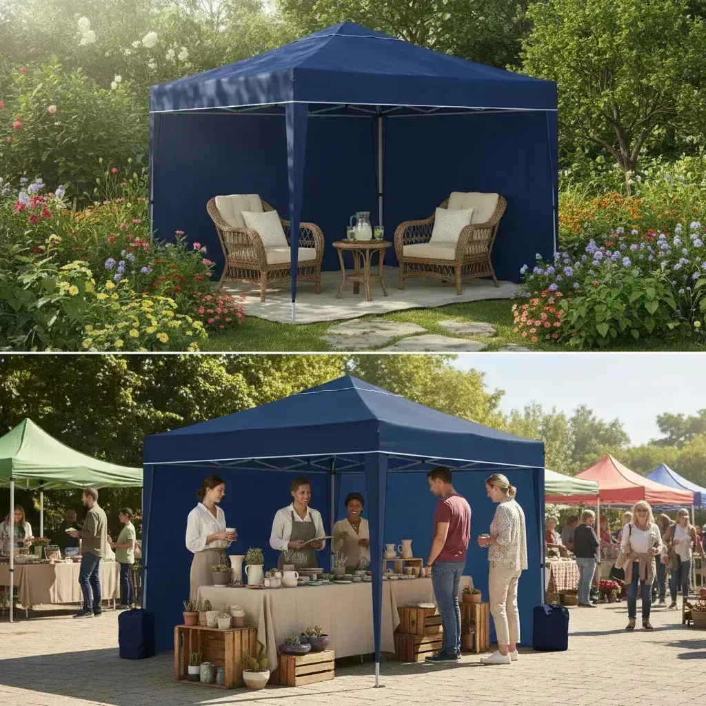 Gazebo Tenda Barraca Articulado Alumínio 3x3m + 3 Paredes Azul